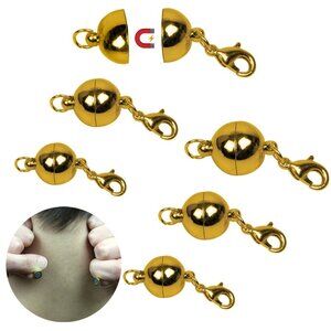 Magnetic Clasps Necklace -NEW- Set of 6 Goldtone - Ball - Bracelet Clasp